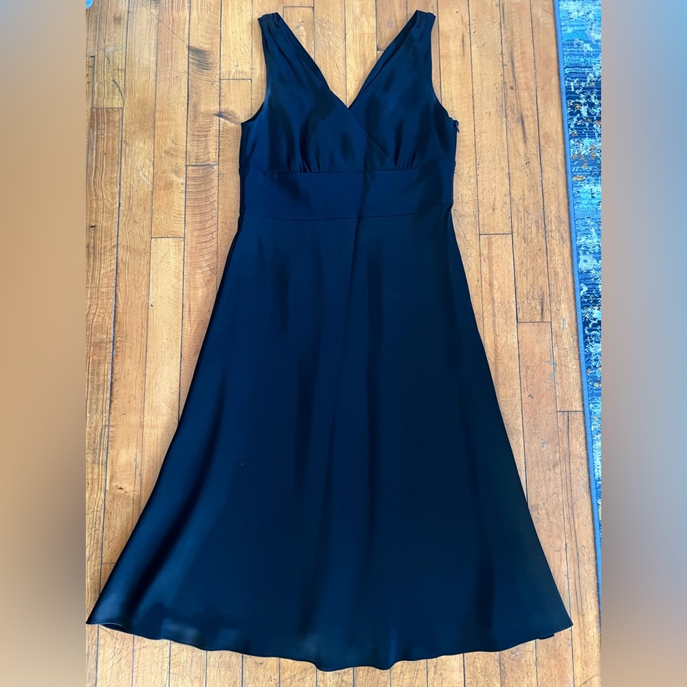 J Crew Black Silk Midi Surplice Neck Line - Size 10